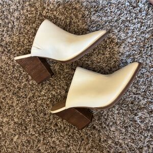 Elegant Cream Block Heel Mules